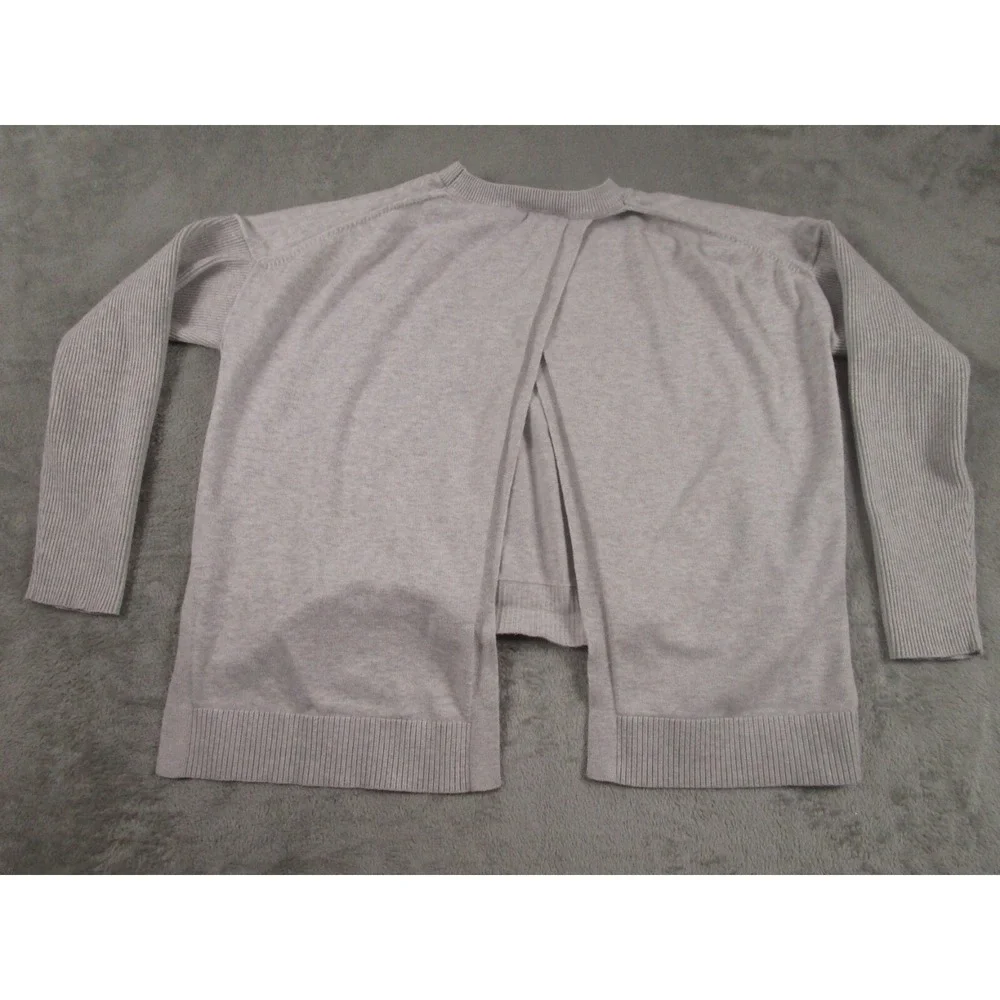 Athleta Sweater Womens Large Gray Pullover Casual Silk Blend Open Back‎